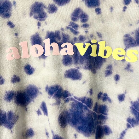 Spiritual Gangster Aloha Vibes Blue Tie Dye Long Sleeve Top Size Medium - Picture 2 of 5